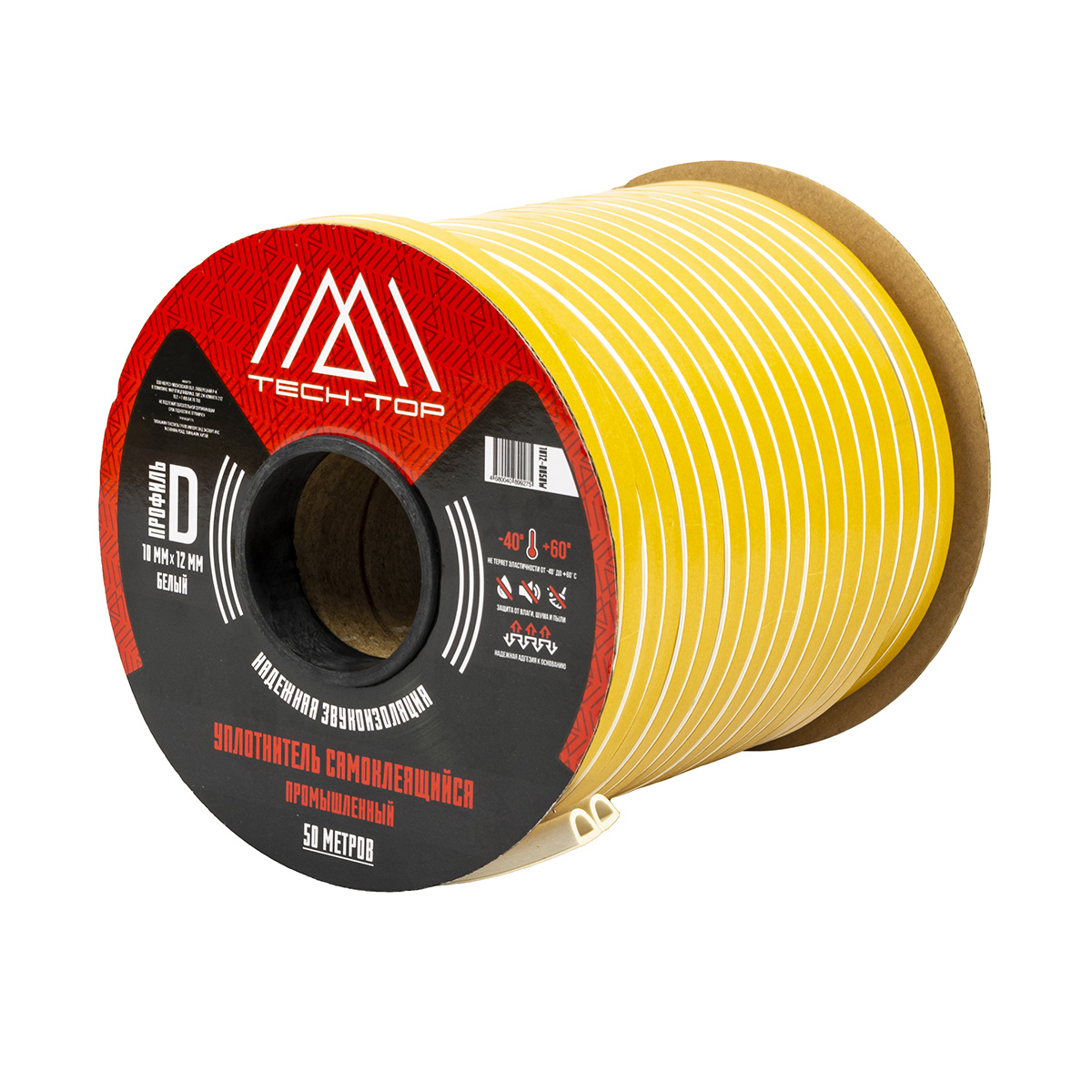 Уплотнитель d 10 х 12 мм белый бухта 50 м (промышл.) (1/8) "tech-top"