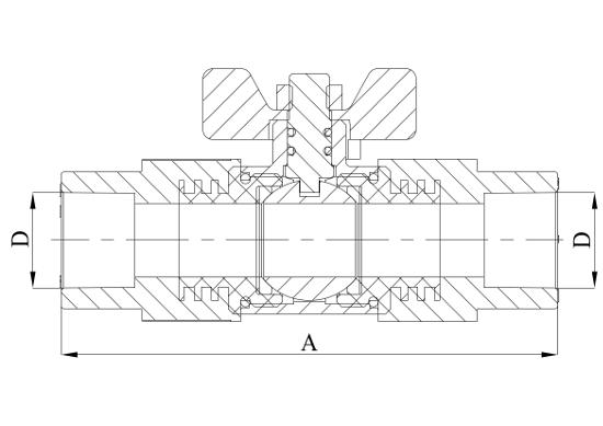 Кран шаровый комб. равнопроходной 20 мм ПП (PP-R100) под пайку HEISSKRAFT