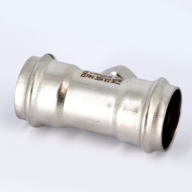 Тройник пресс-В 35х1/2"х35 нержавеющая сталь Sanpress Inox VIEGA