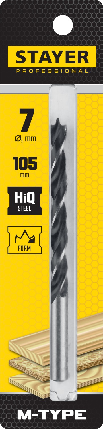 STAYER M-type, 7.0 x 105/75 мм, М-образная заточка, спиральное сверло по дереву (2942-105-07)
