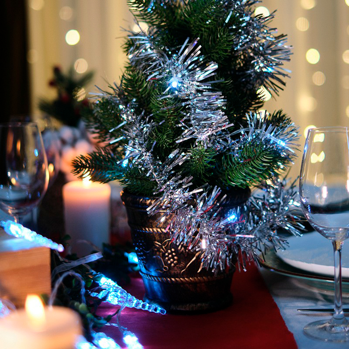 Электрогирлянда "мишура серебряная" 1,5 м, 10 белых ламп, шнур прозр. (1/24) "neon-night" 304-011