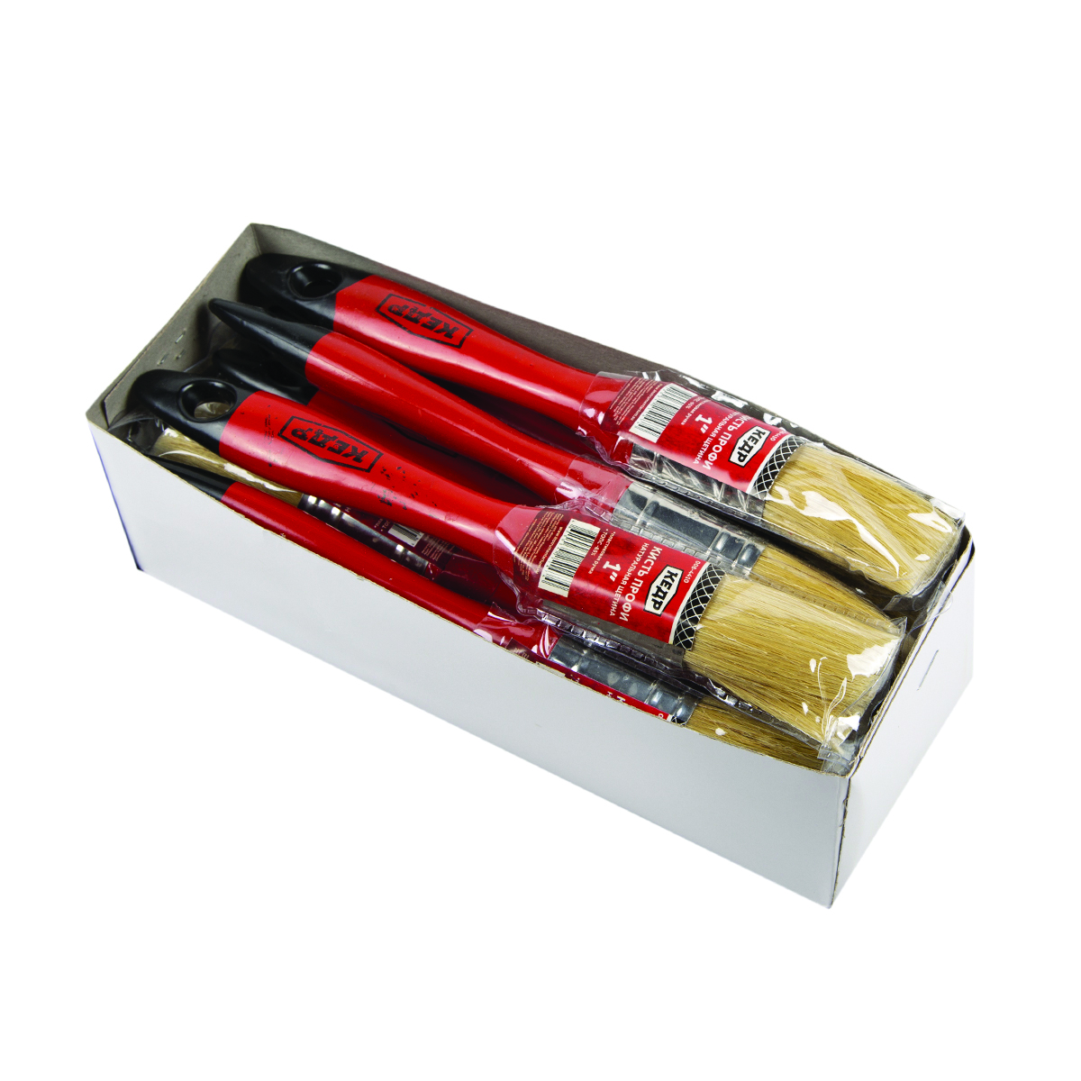 Кисть плоская "профи" №1 /25 мм  (12/480) натур.щетина, пласт.ручка "кедр"  008-4410