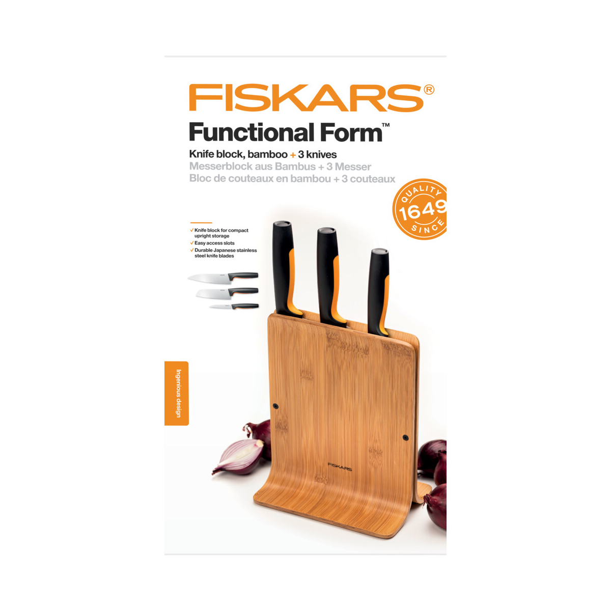 Ножи на подставке набор 3 шт. "functional form" (1/6) "fiskars" 1057553
