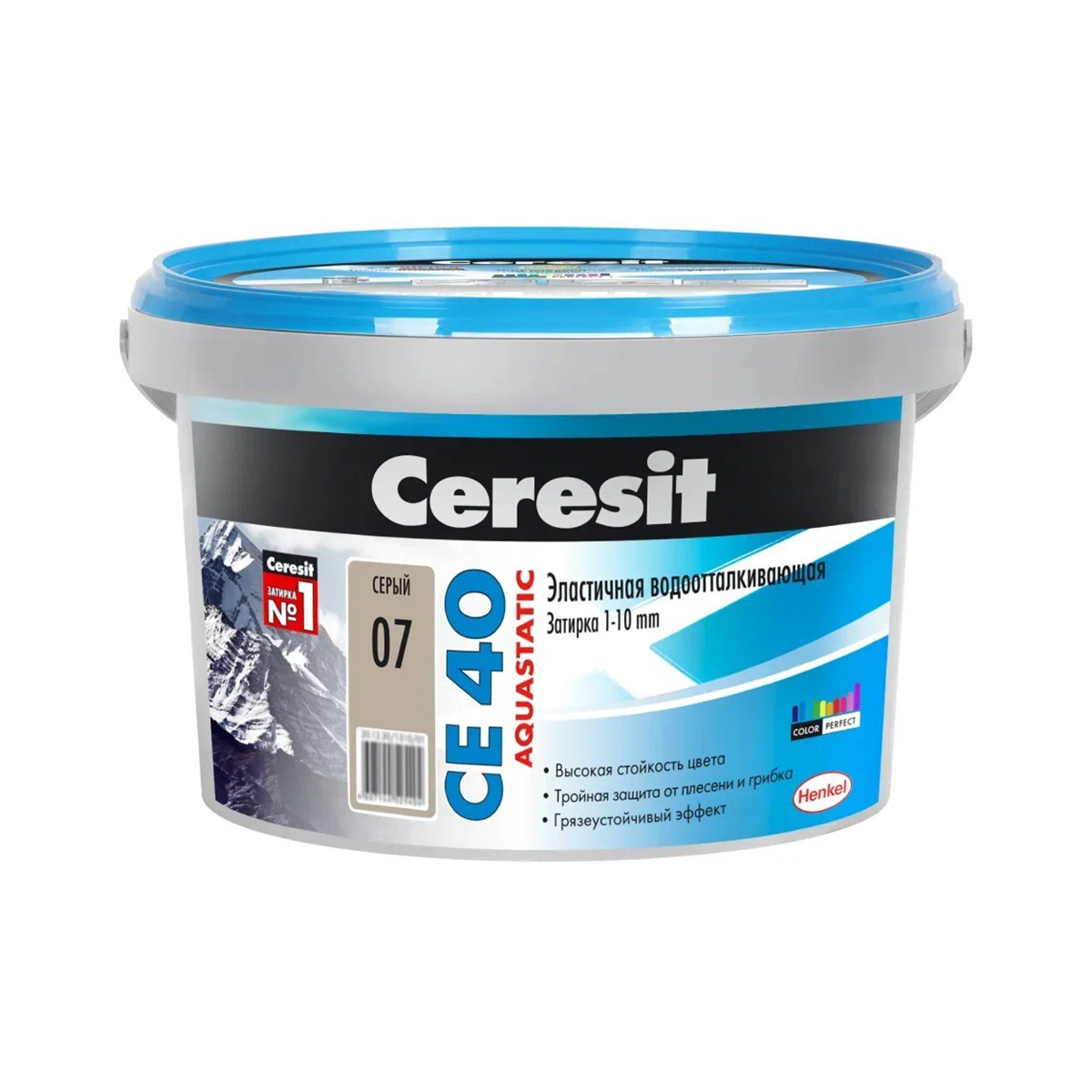 Затирка  №07 aquastatic  се 40  серая ведро 1 кг (1/12) "ceresit"