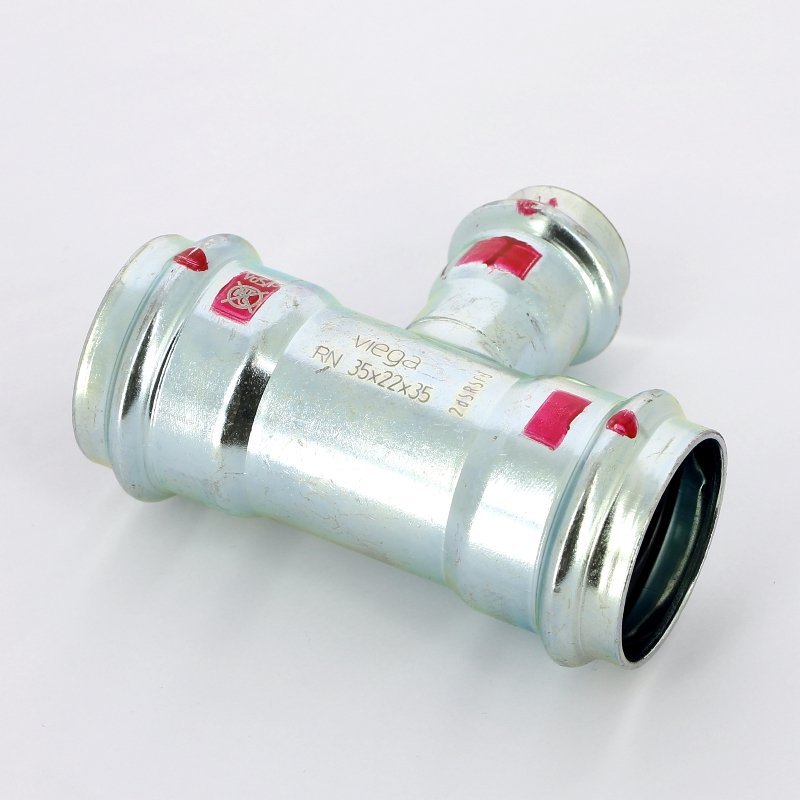 Тройник пресс 35x22x35 оцинкованная сталь Prestabo VIEGA