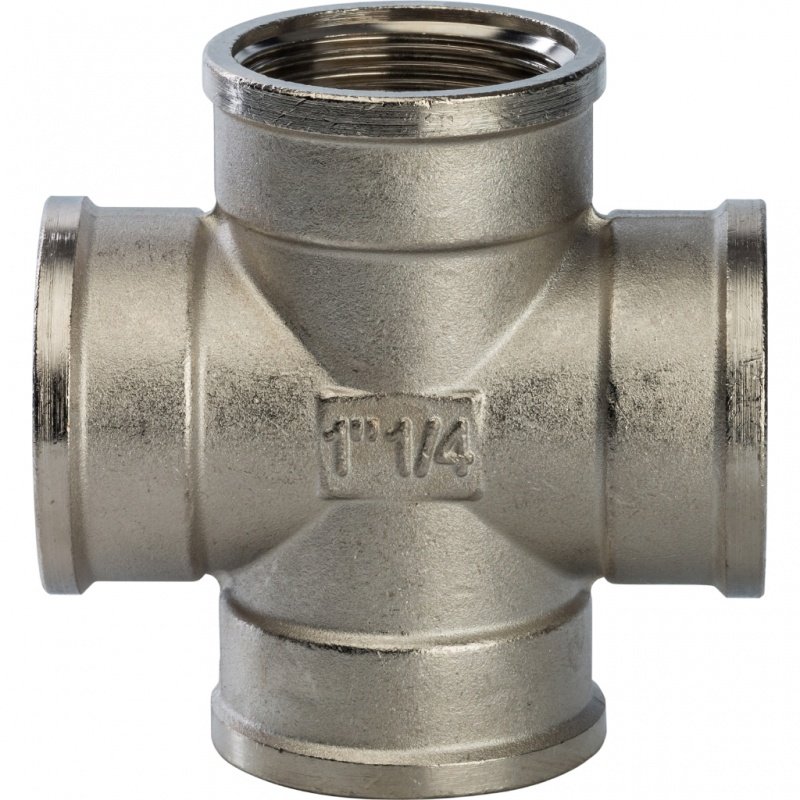 Крестовина резьбовая ВР 1"1/4 никель STOUT