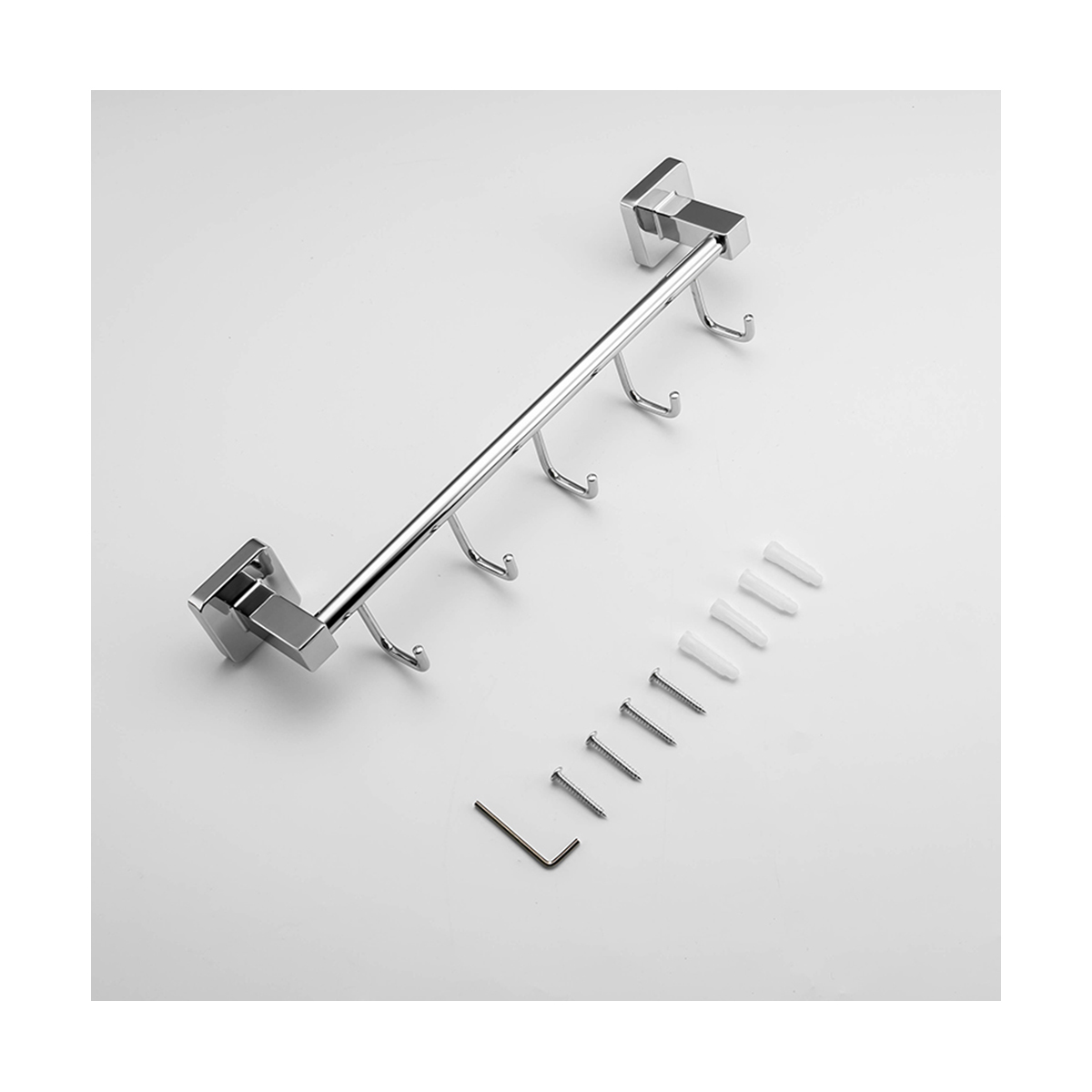 Крючок-вешалка на планке (5 крючков) r15015-5 (нерж.сталь), хром (1/20/40) "frud"