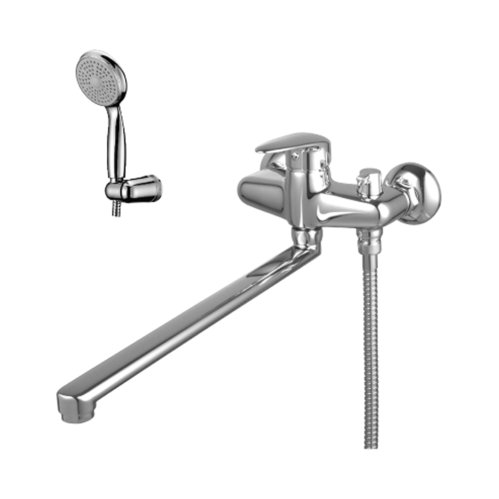 Смеситель для ванн "pramen"  lm3317c длинный плоский излив, боковой дивертор (1/8) "lemark"