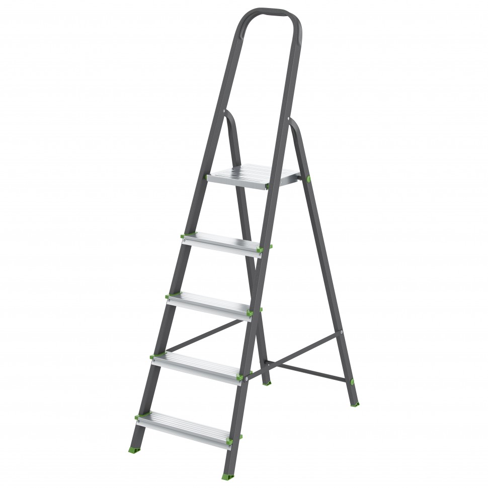 Стремянка, 5 ступеней, стальной профиль, алюминиевые ступени Сибртех (97955)