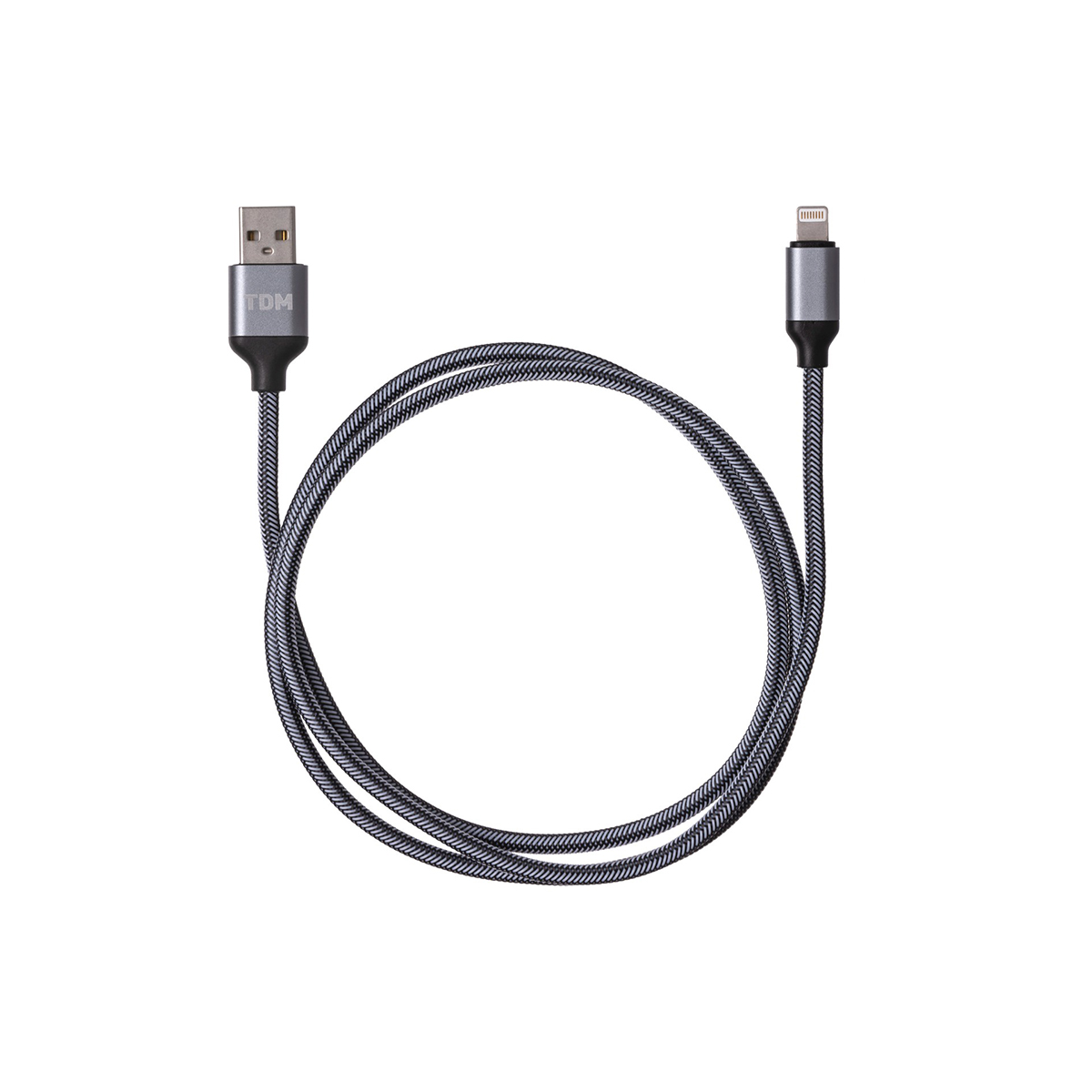 Кабель дк-12 usb-lightning 1 м в тканевой оплетке (серый) (1/200) tdm sq1810-0312
