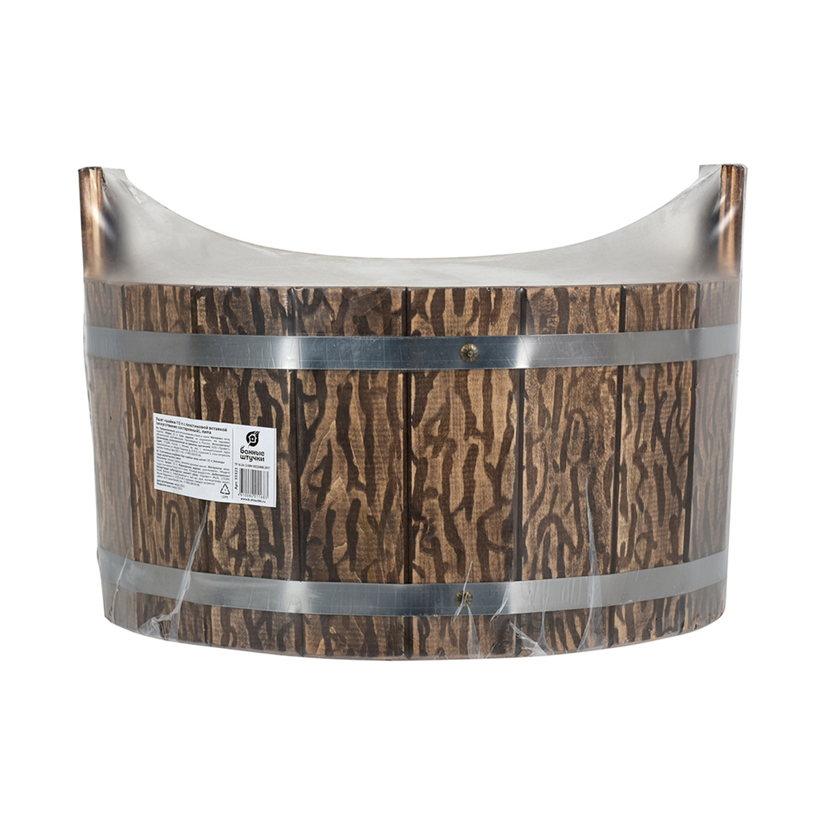 Ушат для бани и сауны 15 л пластик. вставка, состаренный, липа (1) "банные штучки" 33323