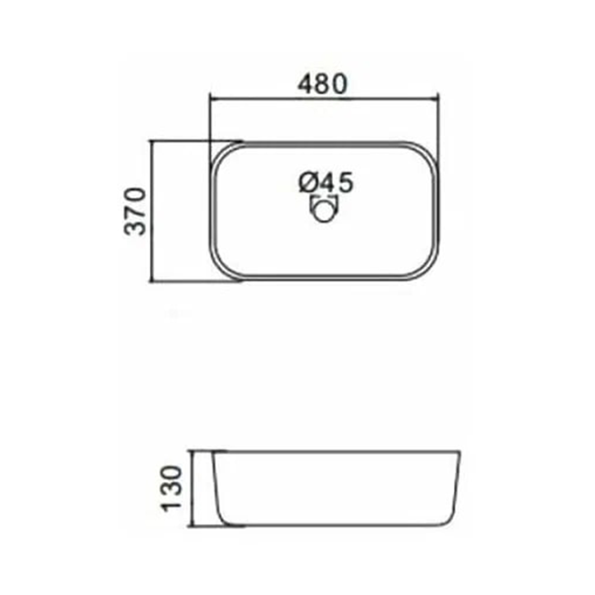 Раковина накладная gt403 керамическая 48*37*13 см, белая (1) "gappo"