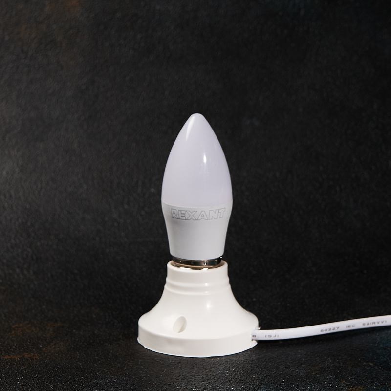 Лампа светодиодная "rexant" свеча (cn)  9,5w 4000 k 903 лм  e27, нейтрал. свет (10/100) 604-026