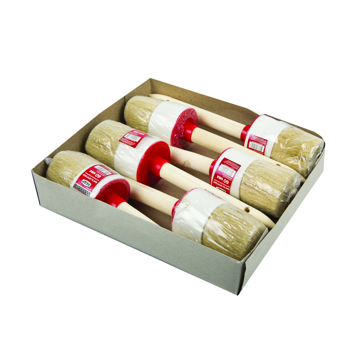 Кисть круглая  №18/60 мм  (6/120) натур.щетина, дерев.ручка "кедр"  010-5560