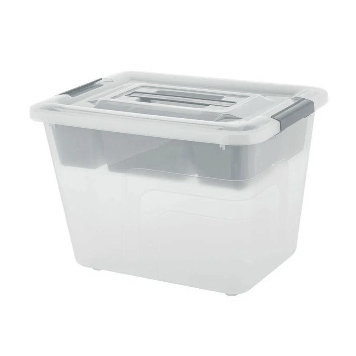 Ящик для хранения "bergen" с лотком и ручкой 18 л (прозрачный) (1/8) "plast team" pt6555нат-8