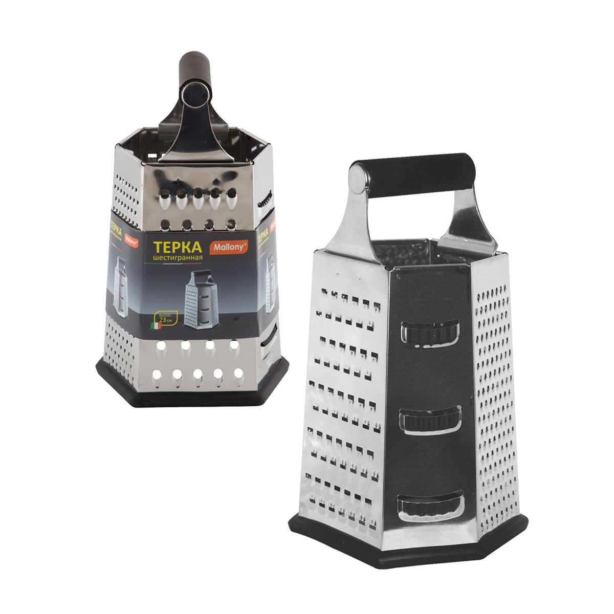 Терка нержав. 6-гранная 23 см (1/24/72) "mallony" gr-004-9