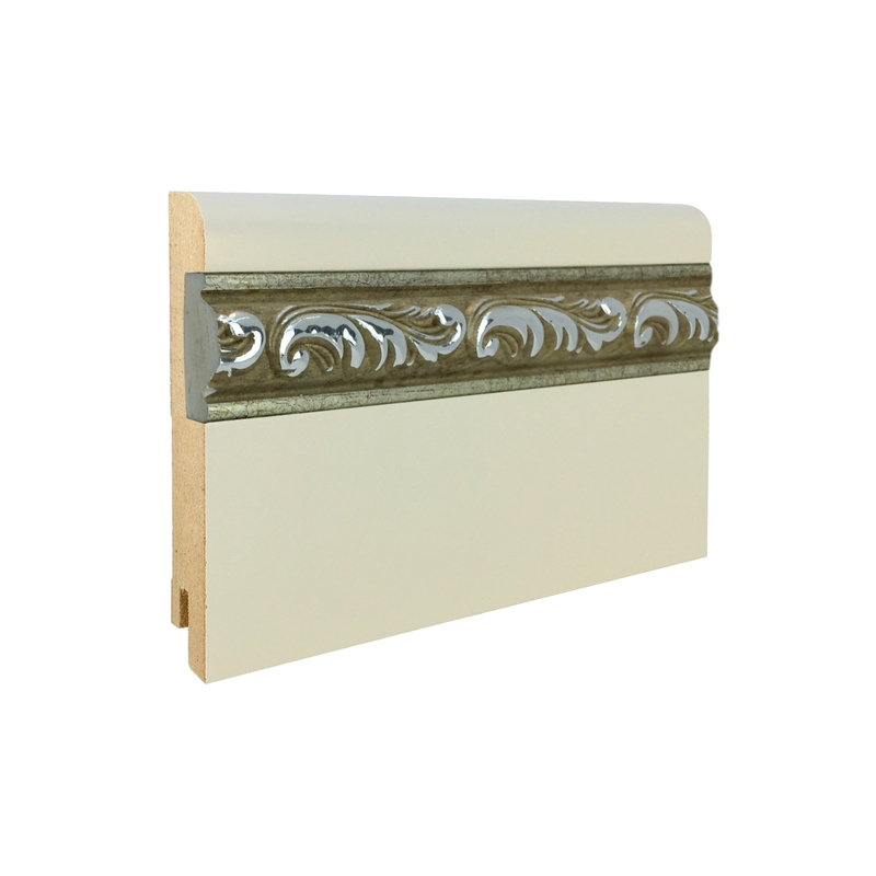 Плинтус CROWNWOOD МДФ R9 глянцевый RAL + вставка фигурная 12*30 серебро