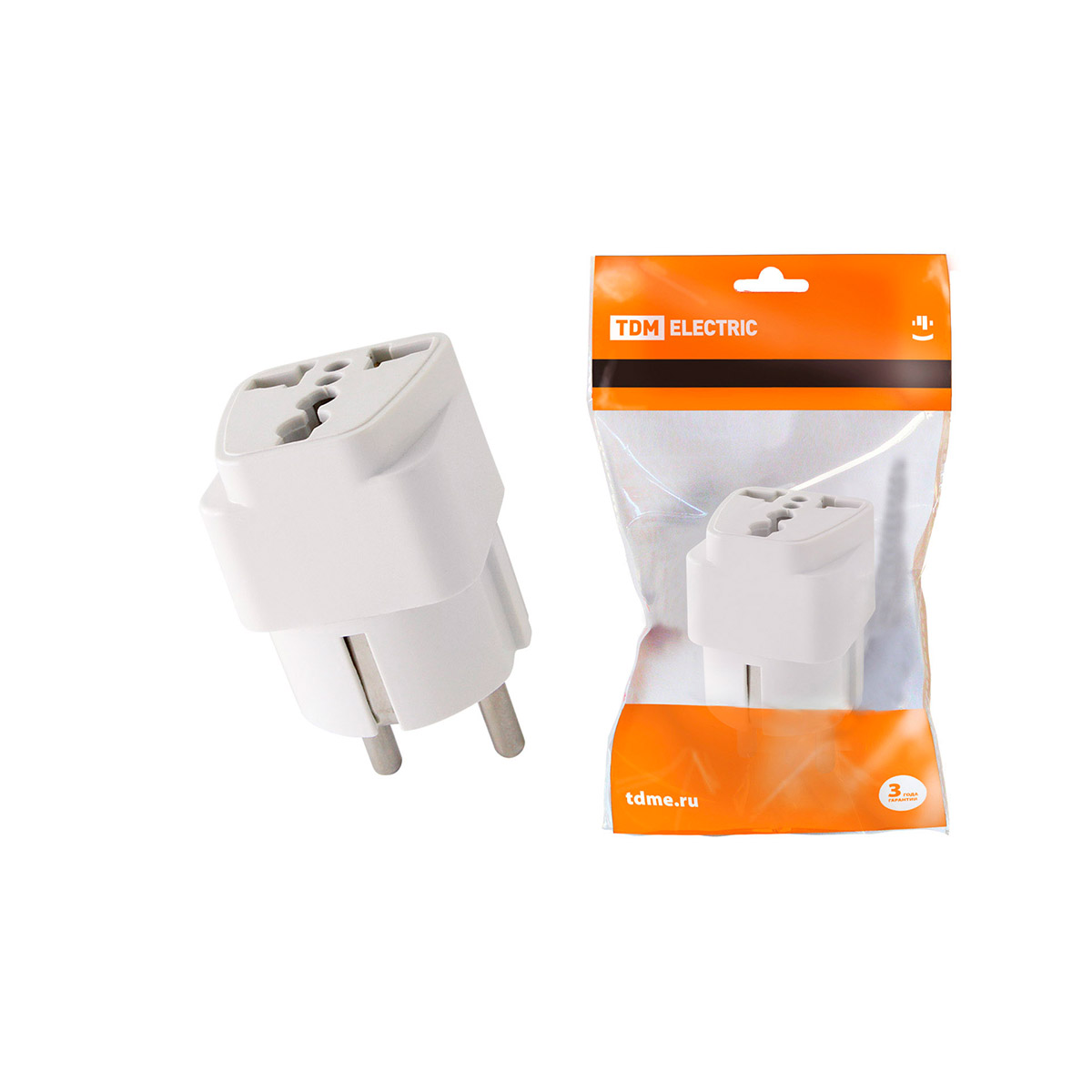 Переходник универс. с заземл. 16а 250в, белый (1/24/480) tdm sq1806-0024