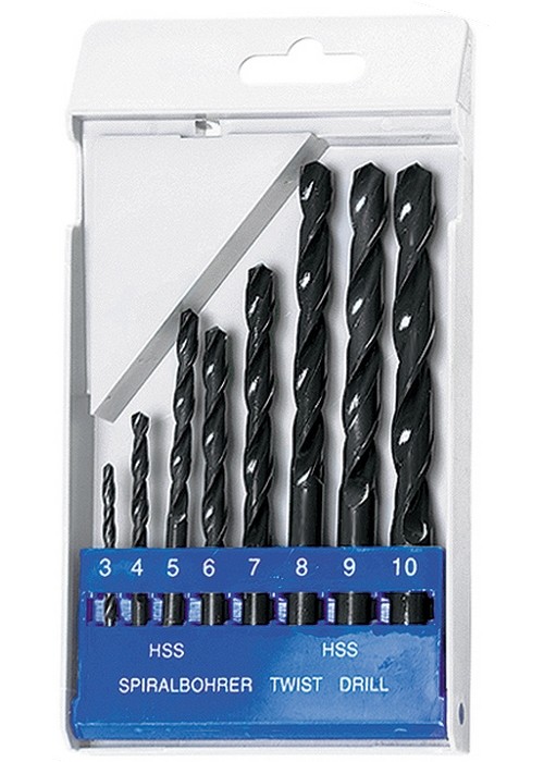 Набор сверл по металлу, 3-10 мм, (через 1 мм), HSS, 8 шт, цилиндрический хвостовик Sparta (723205)