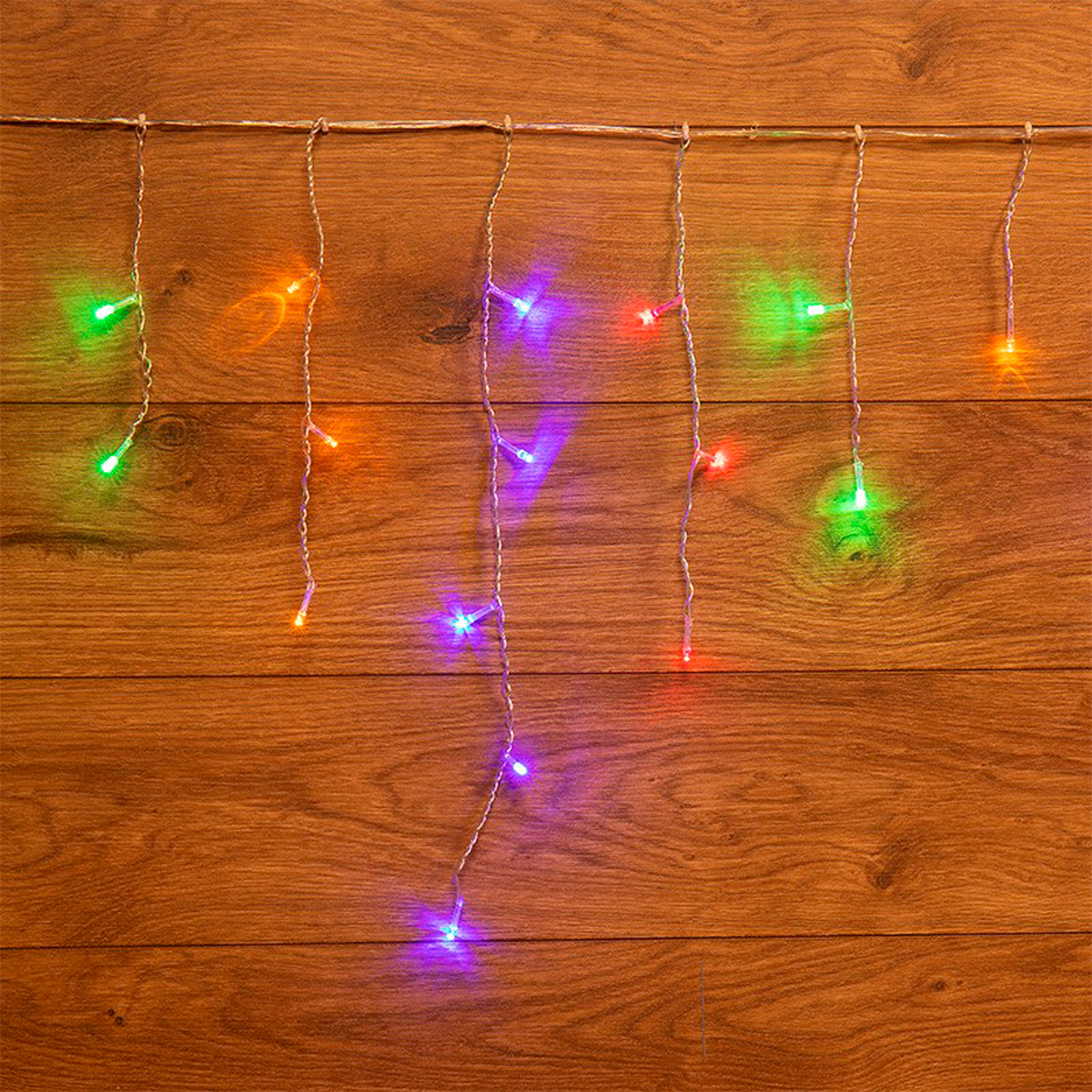 Электрогирлянда "бахрома" 1,8*0,5 м, 48 разноцв. ламп, шнур прозр. (1/96) "neon-night" 255-019