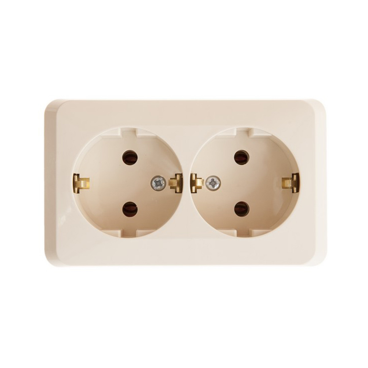 Розетка открыт. уст. "этюд" 2-х местн. с заземл. 16а, кремовый (1/16/96) "schneider"