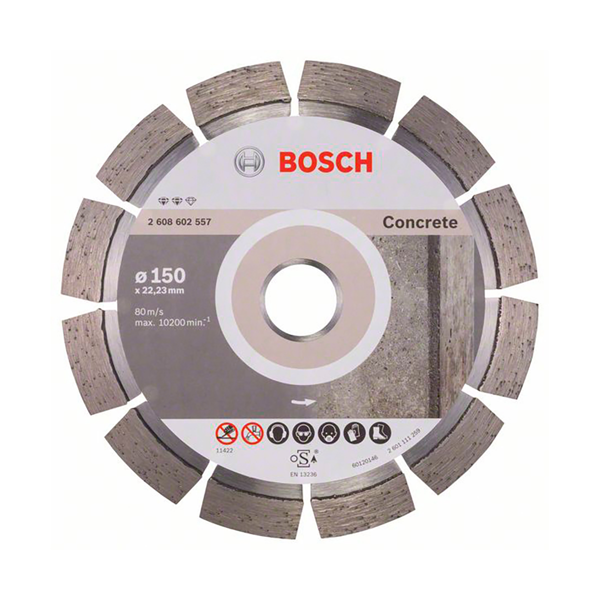 Круг отрезной алмазный по бетону 150 х 2,4 х 22,2 мм (1) "bosch" 2608602557