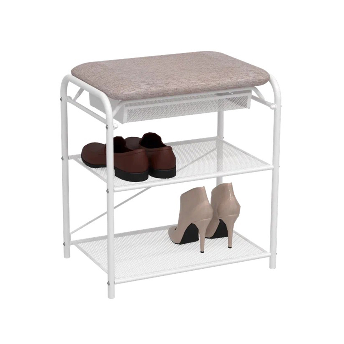 Подставка для обуви "гранада 13в" 2 полки с сиденьем и ящиком (450*300*500 мм) белый (1) пдог13в б