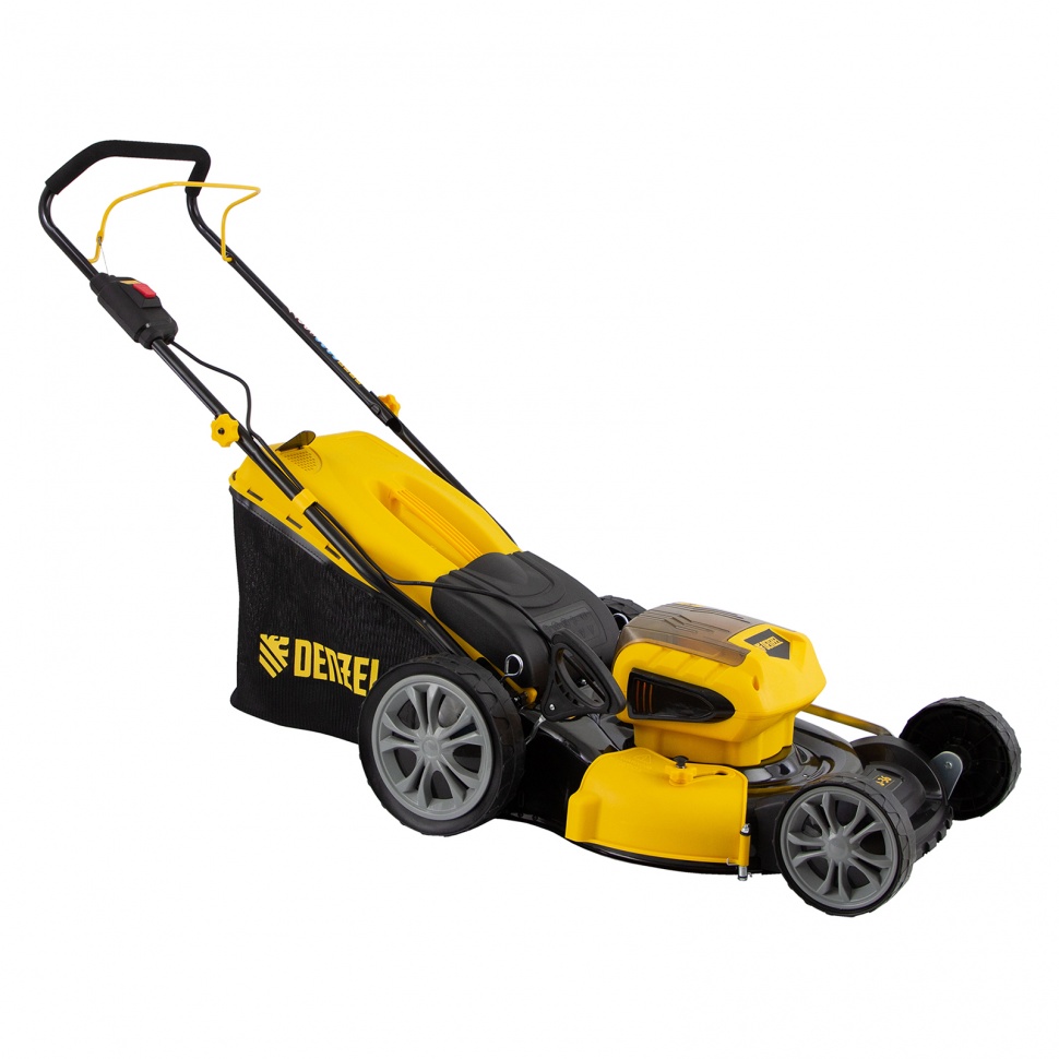 Газонокосилка аккумуляторная бесщеточная RLM450-36, Li-ion, 36 В, 4 Ач, 450 мм, травосборник 40 л Denzel (58910)
