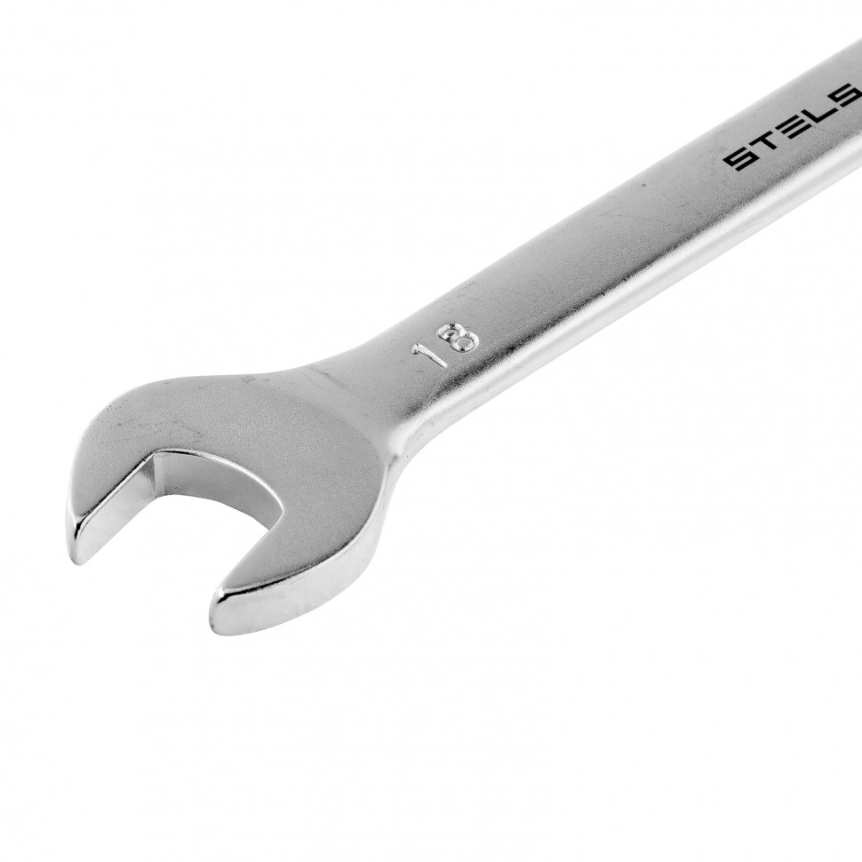 Ключ комбинированный, 18 мм, CrV, матовый хром Stels (15223)