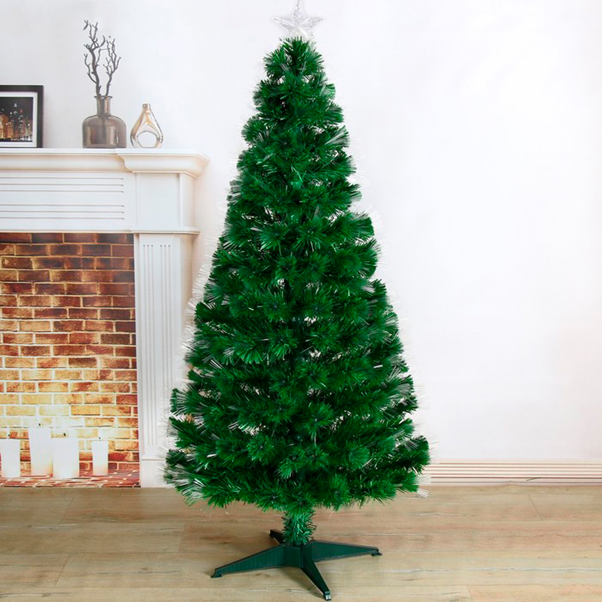 Ель декор. фиброоптич. t846av12-150  150 см, 170 веток (зеленая) "зимнее волшебство" 2338606