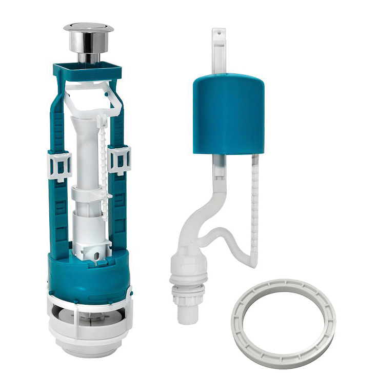 Арматура водосливная 1 кноп. (хром), нижний подвод (1/20) "инкоэр" сб1-нпрнрф-а-в р