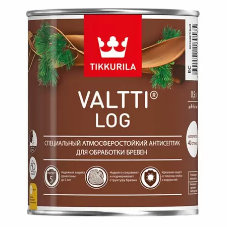 TIKKURILA VALTTI LOG антисептик специальный для бревен, атмосферостойкий, бесцветный (0,9л)