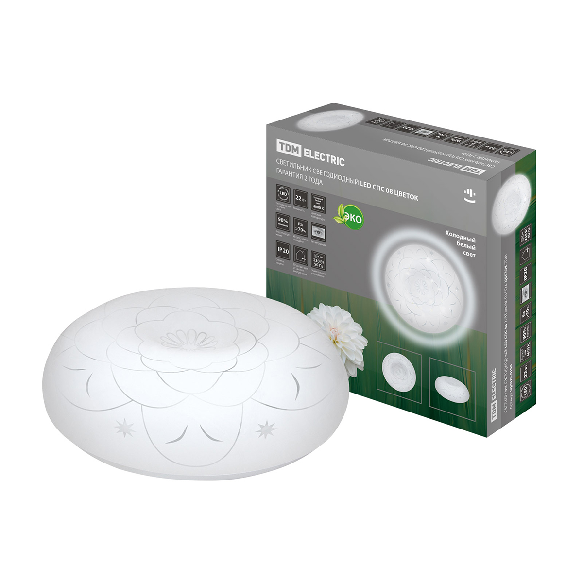 Светильник светодиод. спс 08  22 вт 4000 к d=35 см, цветок (1/10) tdm sq0329-0198