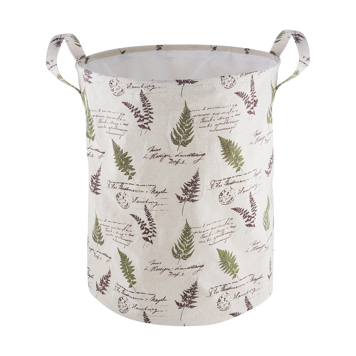 Корзина для белья круглая tlb-02  d=38 см h=48 см тканевая "листья" (1/40) "рыжий кот"