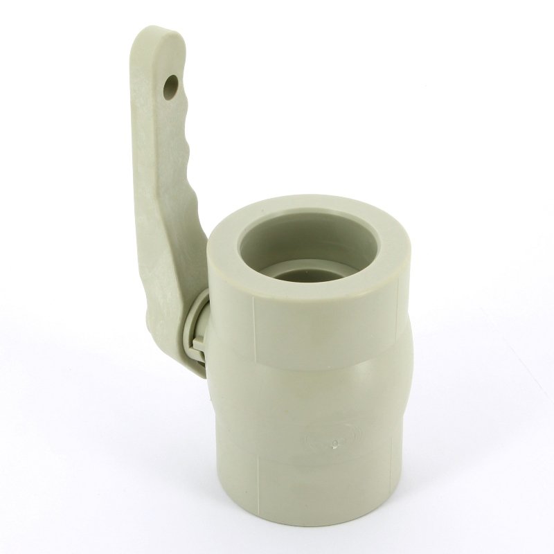 Кран шаровый прямоточный 63 мм с ручкой PP-R под пайку FV-PLAST серый