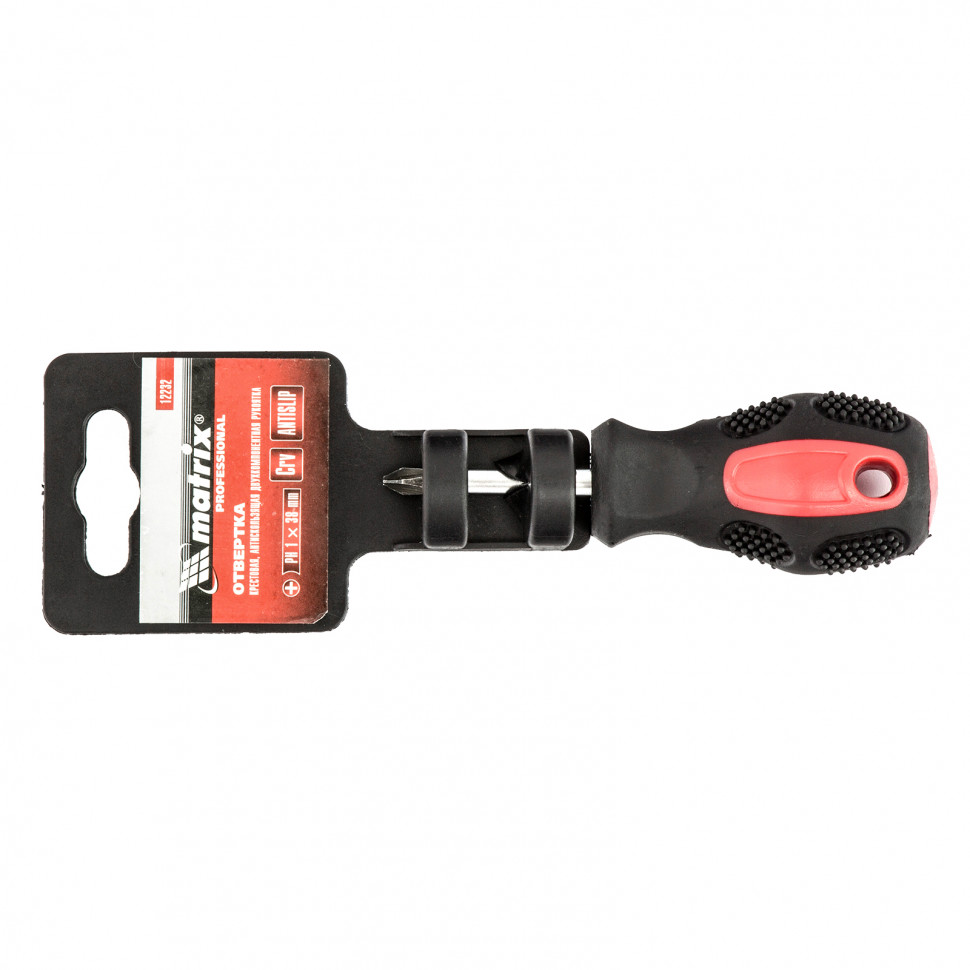 Отвертка Anti-Slip, PH1 х 38 мм, CrV, двухкомпонентная рукоятка Matrix (12232)