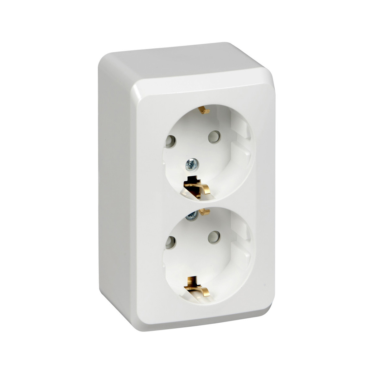 Розетка открыт. уст. "этюд" 2-х местн. с заземл, с шторками 16а, бeлый (1/16/96) "schneider"