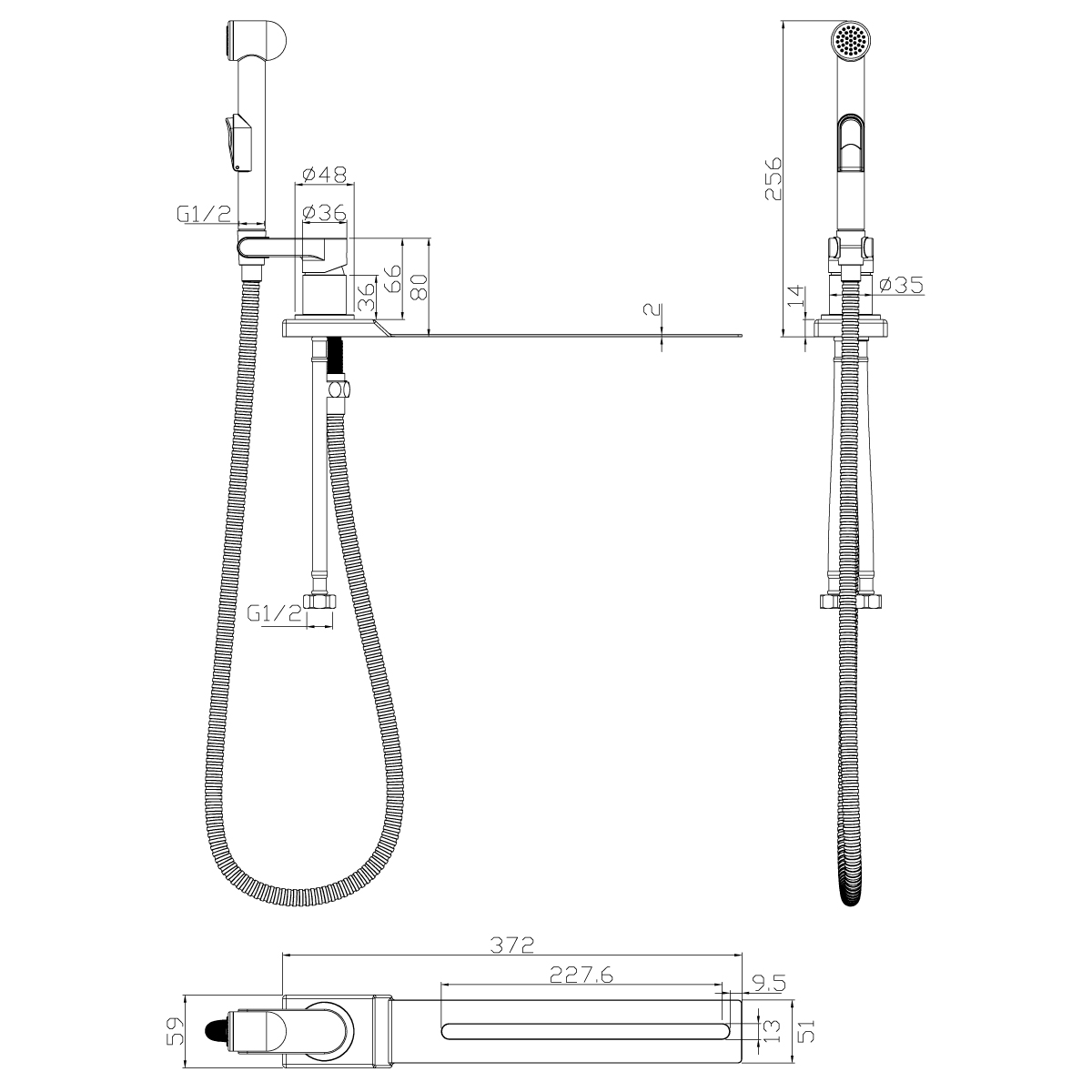 Смеситель с гигиеническим душем  x25-56 (1/12) "rossinka"