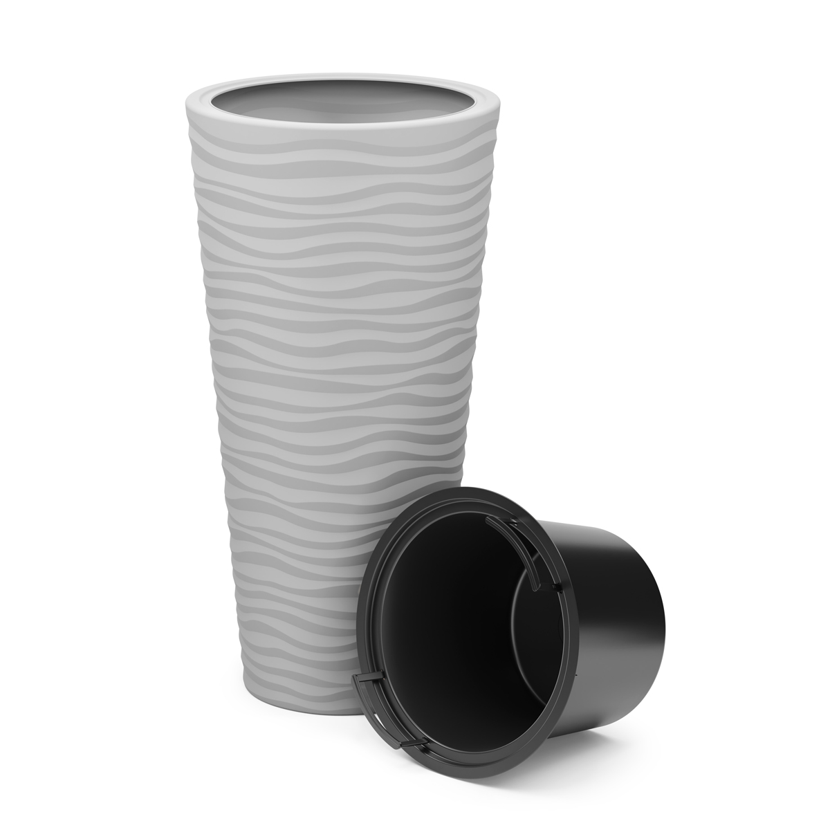 Кашпо для цветов напольное "оазис" 63 л со вставкой 13 л (серое) (1/2) "альтернатива" м8082