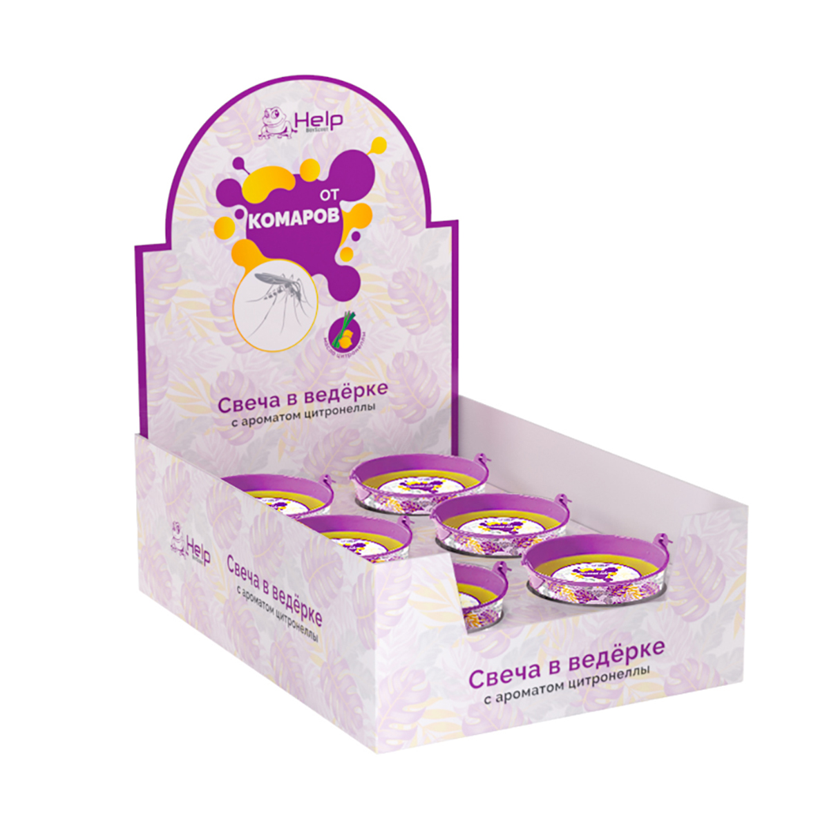 Свеча уличная от комаров в ведерке (1/6) "help" 80446