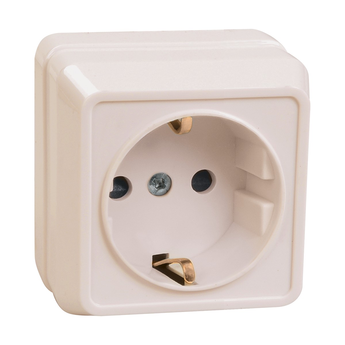 Розетка открыт. уст. "октава" 1 местн. с заземл. рс20-3-окм, 16а, кремовый (1/30/360) "iek"
