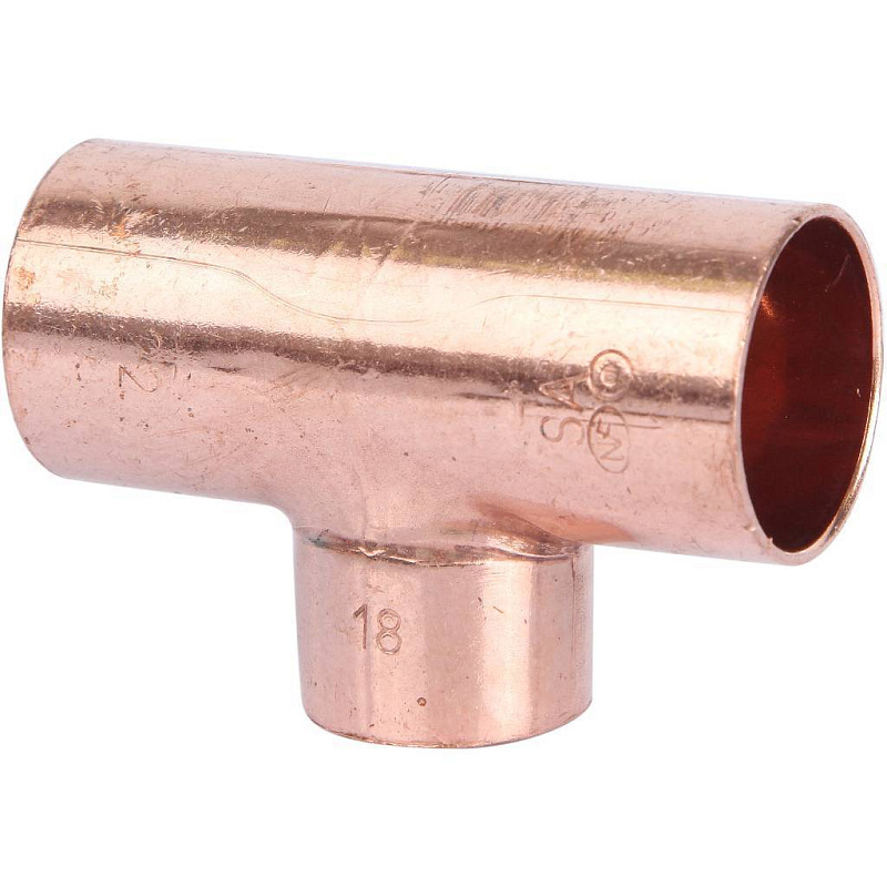 Тройник переходной 22х18х22 мм медный под пайку SANHA 15130221822