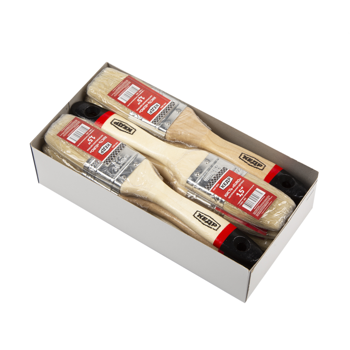 Кисть плоская "евро" №1,5/38 мм  (12/600) натур.щетина, дерев.ручка "кедр"  099-3815