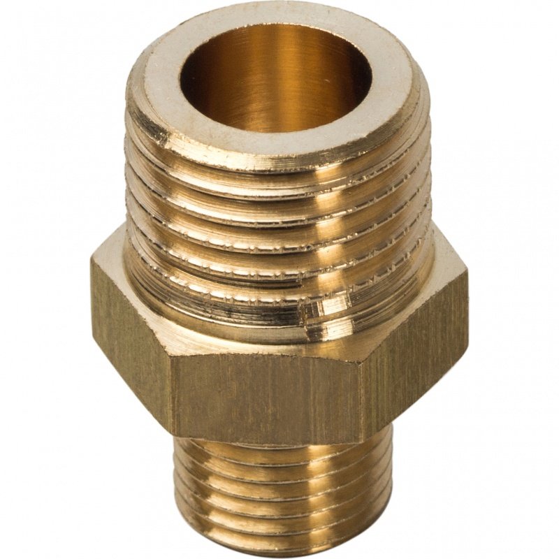 Ниппель переходной резьбовой НР 1/4" x 1/8" латунь STOUT