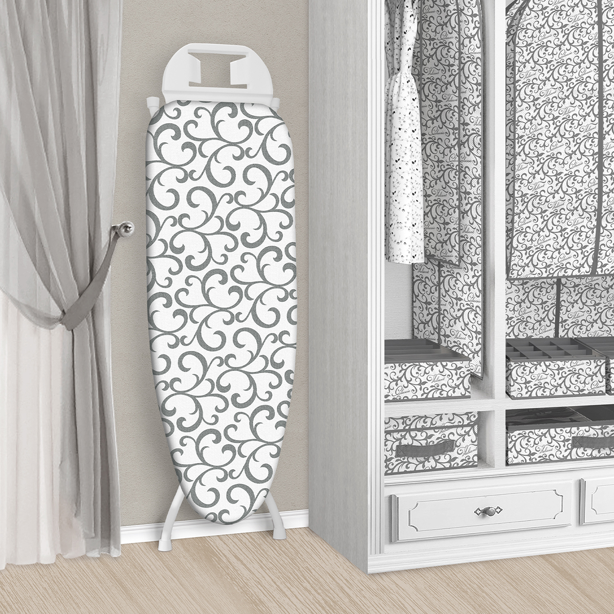 Чехол для гладильной доски "classic grey" 143 х 54 см (1/20) "valiant" cg-14354-xl