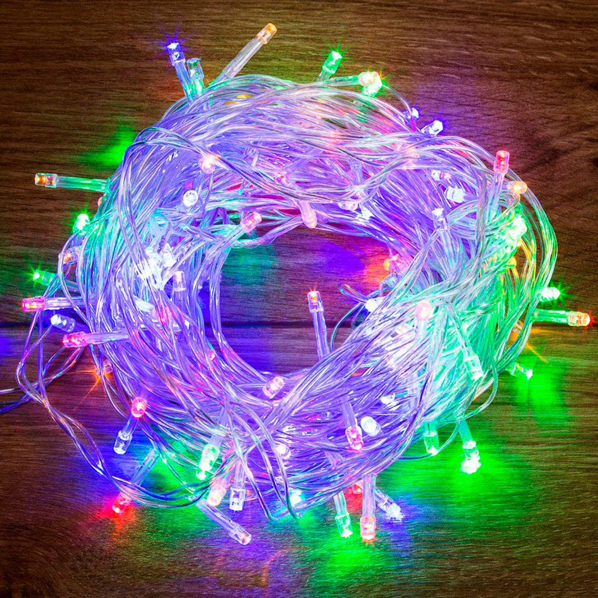 Электрогирлянда "твинкл лайт" 10 м, 80 разноцв. ламп, шнур прозр. (1/60) "neon-night" 303-189