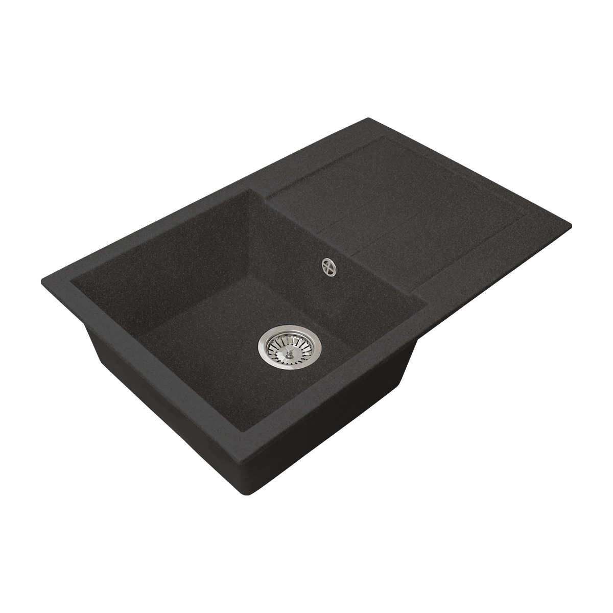 Мойка для кухни врезная искуств. камень gs-25-308 с крылом 775*495 мм черная "granstones"