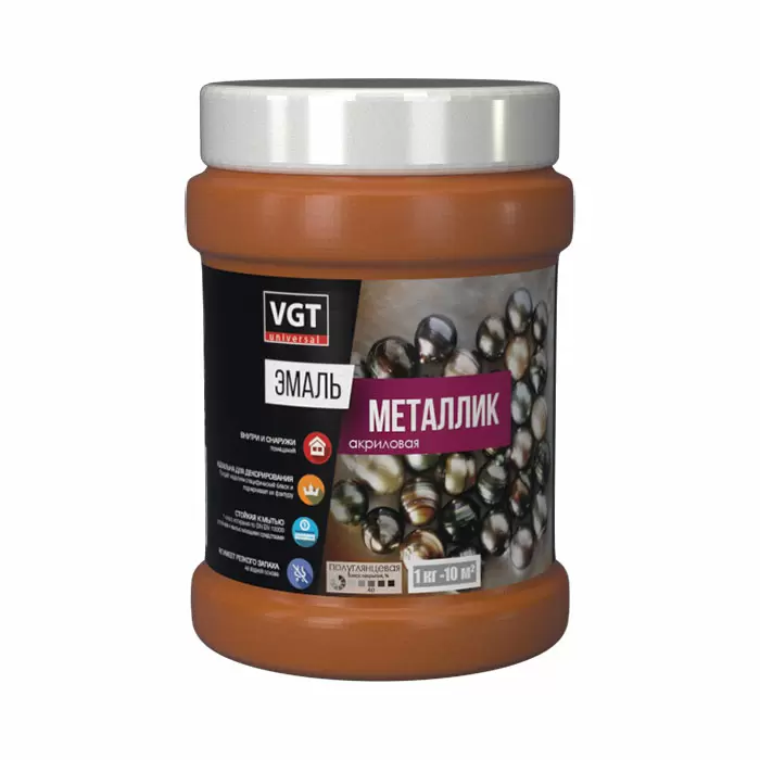 VGT ВД-АК-1179 МЕТАЛЛИК эмаль акриловая, универсальная, серебро (1кг)