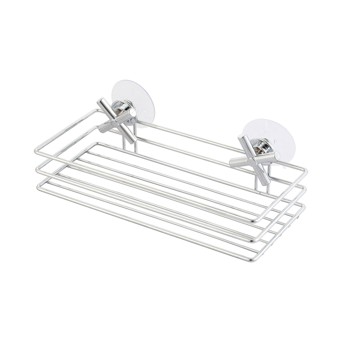 Полка для ванной на присосках 19,1*10,7*12 см хром. (1/12) "рыжий кот" cross-ch-04