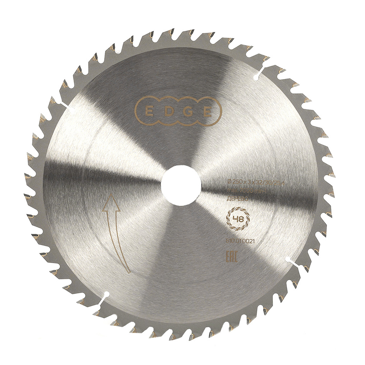 Диск пильный по дереву 250 х 32/30/25,4 мм, 48 зубьев (1/25) "edge by patriot" 810010021